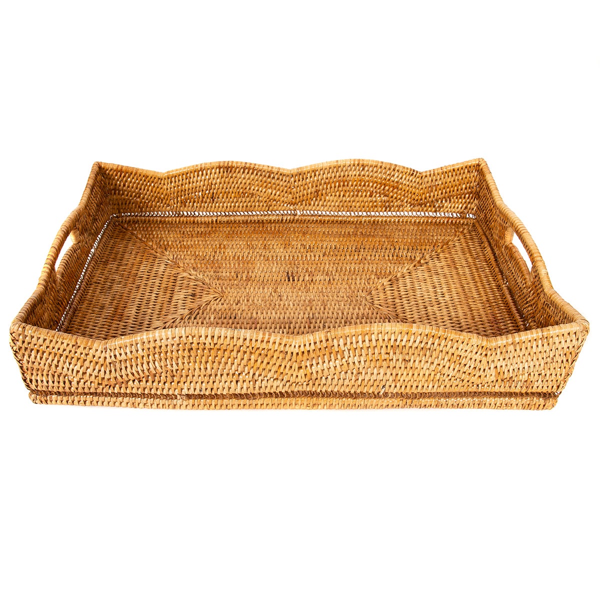 Artifacts Trading Company Scallop Rectangular Tray Honey Brown